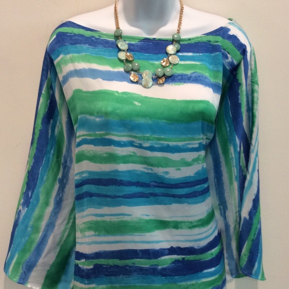 🍀EUC 3X BEAUTIFUL❣️TUNICTOP Ralph Lauren 💙💚💙💚 - Picture 5 of 6